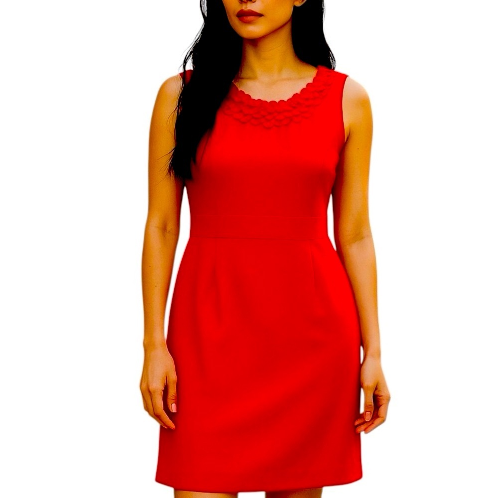 Sandra Darren Vibrant Red Midi Dress Sz 14